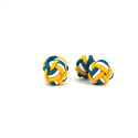 Boutons de Manchette Double Boule Vert, Jaune et Blanc