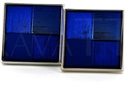 Boutons de Manchettes Émaillées 4 Carrés Bleus
