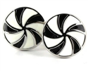 Boutons de Manchette émaillés circulaires noir et blanc