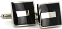 Boutons de Manchette carrés émaillés argent et noir II