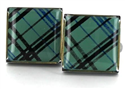 Boutons de Manchette carrés émaillés vert Caraïbes