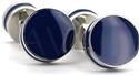 Boutons de Manchettes Émaillées Double Boule Bleue
