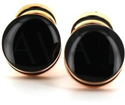 Boutons de Manchettes Émaillées Double Boule Noires et Dorées