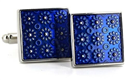Boutons de Manchette émaillés floraux bleus