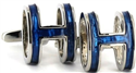 Boutons de Manchette émaillés H bleus