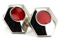 Boutons de Manchettes Hexagonales Émaillées Rouges