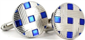 Boutons de Manchettes Émaillées Motifs Bleus