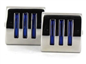 Boutons de Manchettes Émaillées Triple Rayure Bleue