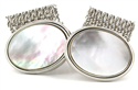 Boutons de Manchettes Nacre Ivoire et Argent