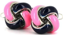Boutons de Manchette Nœuds Bleu Marine et Rose