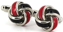 Boutons de Manchette Nœuds Noir et Rouge