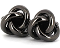 Boutons de Manchette Triple Nœud Lisse Noir