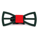 Nœud Papillon en bambou creux vert avec cordon rouge