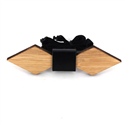 Nœud Papillon en bambou à losanges et cuir