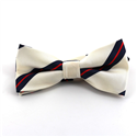 Nœud Papillon Blanc Rayures Bleu et Rouge