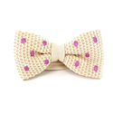 Nœud Papillon à pois beige avec des pois violets