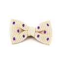 Nœud Papillon en point beige à pois violets