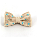 Nœud Papillon en point beige à pois turquoise
