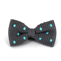 Nœud Papillon en point gris à pois turquoise