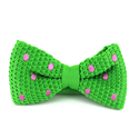 Nœud Papillon à pois roses en point de tricot vert