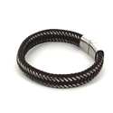 Bracelet en acier tressé en cuir marron