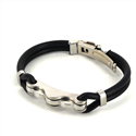 Bracelet en Acier et Caoutchouc Noir