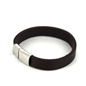 Bracelet en Acier et Cuir Marron