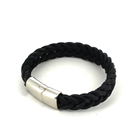 Bracelet en Acier et Cuir Noir