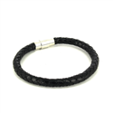 Bracelet en Acier et Cuir Noir Cylindrique I