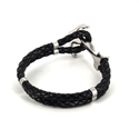 Bracelet en Acier et Cuir Noir avec Ancre