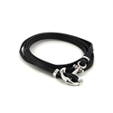 Bracelet en Acier et Cuir Noir avec Ancre I
