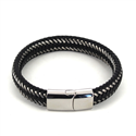 Bracelet en Acier et Cuir Noir I