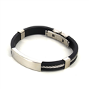 Bracelet en Cordage Acier et Caoutchouc Noir Motif Uni