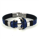 Bracelet en Cuir Bleu avec Ancre
