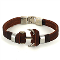 Bracelet en cuir marron avec ancre