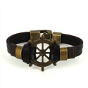 Bracelet en cuir marron avec gouvernail