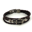 Bracelet en Cuir Tressé Marron Foncé avec Ancre