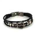 Bracelet en Cuir Noir Tressé avec Ancre